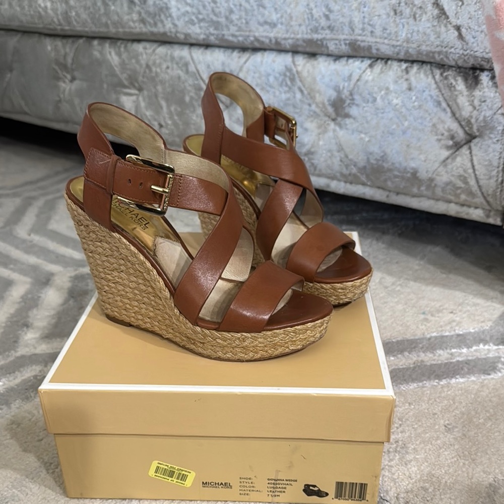 Michael Kors Brown Wedge Sandals